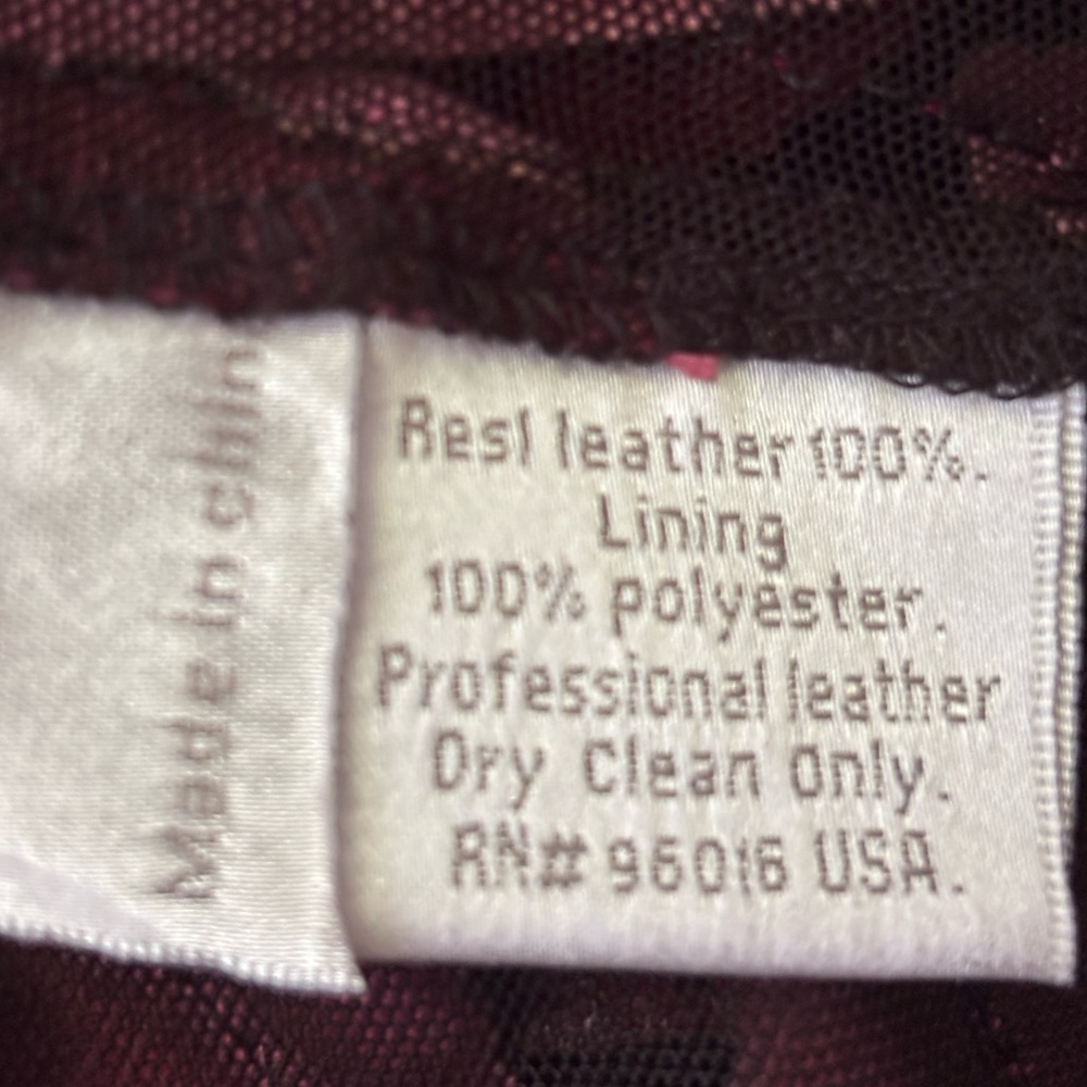 Leather Chic Pink Leaf Patterned Jacket Lining Po… - image 4